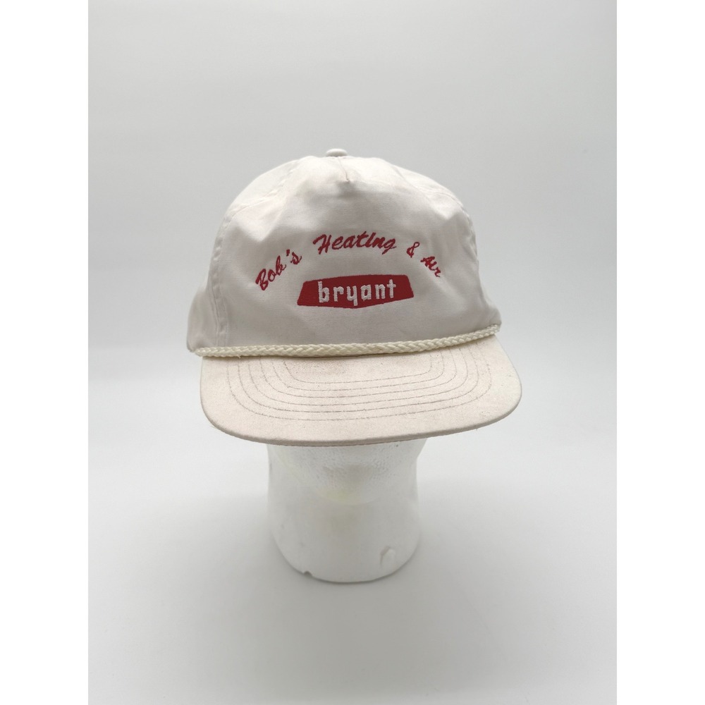 Vintage Bob's Heating & Air Bryant Strapback Hat White USA Workwear - Picture 7 of 9